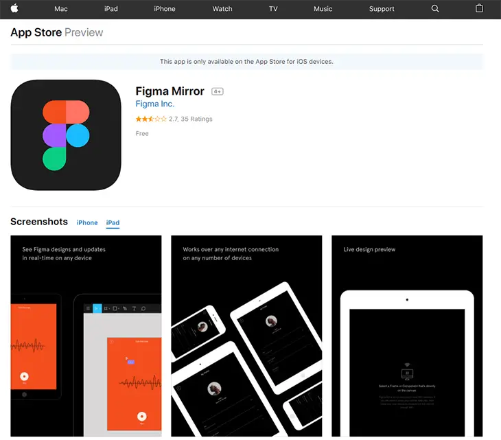Figma для iPad, iOS